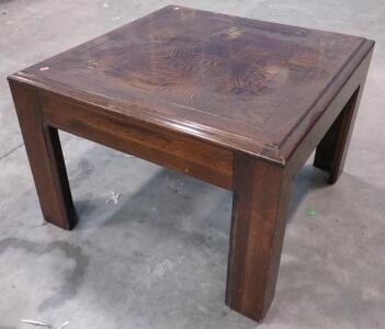 Square Wood Coffee Table with Parquet Top Design, 30" x 30" x 18"