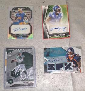 (4) Autographed Football Trading Cards