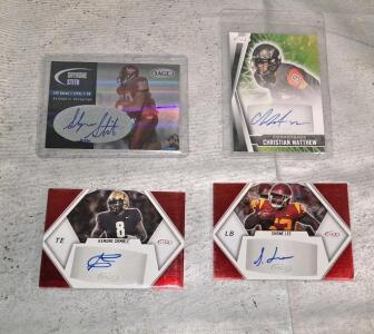 (4) Autographed Football Trading Cards