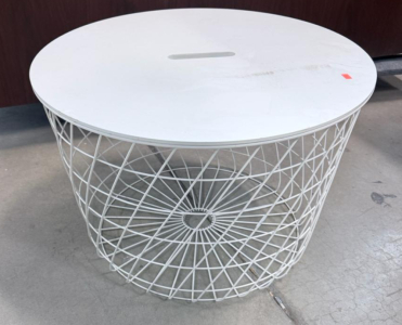 (White) Wire Laundry Basket w/ Removable Lid, 18"x 18"x 16"