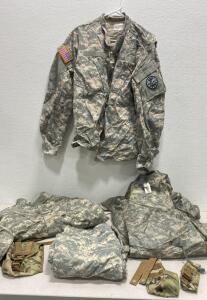 Camouflage (3) Large Jackets / (1) Large Pants / Rain Poncho