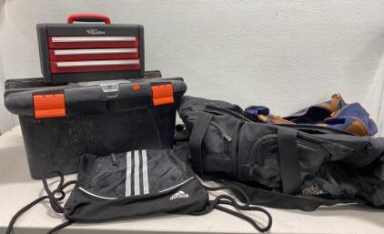 (2) Tool Boxes and (3) Bags