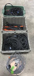 Large Box Full Of Assorted Speaker Cables.
