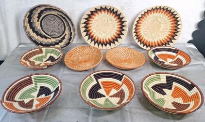 (10) Assorted Hand Woven Baskets