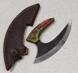 (1) Cold Steele Ulu Knife With Wood Handle W/ Sheath