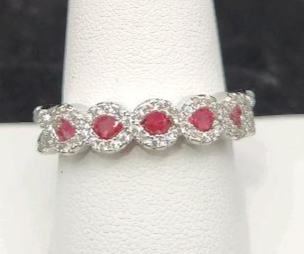 (1) Size 9 1/2 5 Stone Red Ruby .925 Ring