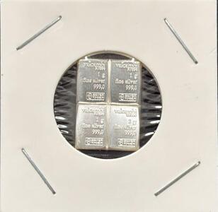 (4) Valcambi Suisse Fine Silver Bars, 1g Each, 999.0 Purity