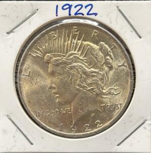 1922 United States Peace Dollar Coin, Silver Composition, $1 Denomination