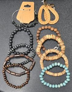 (8) Beautifully Colored Bracelets & (2) Pairs of Earrings