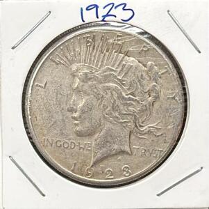1923 Peace Dollar Silver Coin, United States, 90% Silver