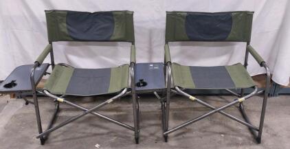 (2) Ozark Trail Oversized Director Chairs with Side Tables.