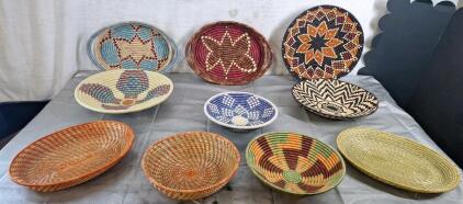 (10) Assorted Hand Woven Baskets,