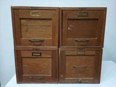 (4) Wooden Stackable Filing Cabinets Length=24" Width=14 1/4" Height=12 1/2"