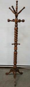 Wooden Dark Stained 10Hook Freestanding Coat Rack Hat Hanger 73" Tall