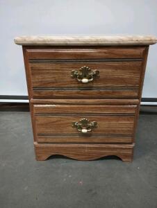 2 Drawer Laminate Marble Top Night Stand Length=12" Width=20" Height=23"