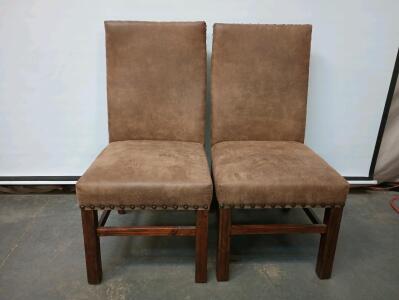 (2) Dining Room Solid Wood Leather Padded Chairs