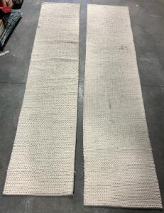 (2) Hand Woven Runner Rugs 12&rsquo; x 2&rsquo;8&rdquo;