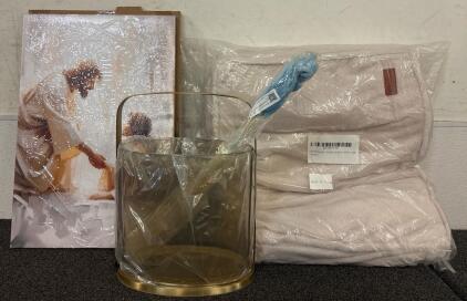 Home Decor (1) Jesus Heals The Woman Canvas 16x24 (1) Hurricane Candle Holder 11x13 (1) Orthopedic Dog Bed Size Medium