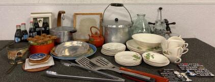 Dish Set, Grill Utensils, Vintage CocaCola, Faucet, Banana Holder And More