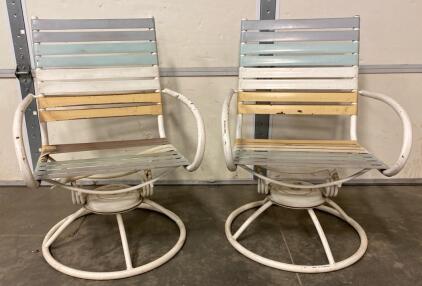 (2) Swivel Metal Frame Patio Chairs