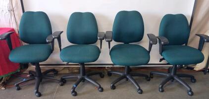 (4) OFM Posture Series Swivel Office Chair With Adjustable Arms in Forest Green Fabric, 39"x29"x24"
