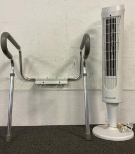 Oscillating Honeywell Tower Fan (Works) And Gaurdian Toilet Safety Rail