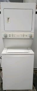 Frigidaire Quiet Pack Electric Washer Dryer Stacked Combo White Length=32" Width=27" Height=75"