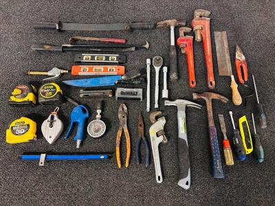 Diverse Hand Tools, Stanley & DeWalt, 28 Pieces, Various Types