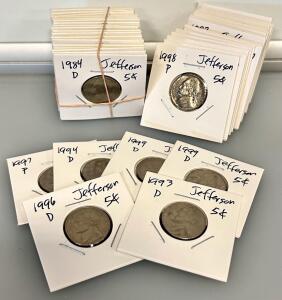 (50) Jefferson Nickel Collection, Various Years, D & P Mint Marks