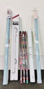 Retractable Gate (42"x56"), (2) Roller Blinds, Magnetic Whiteboard, and (3) Rolls Of Privacy Window Film