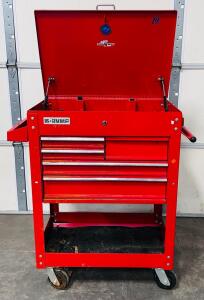 US General 5-Drawer Rolling Tool Cabinet, Red, Includes Various Tools
