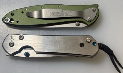 Kershaw Speed Safe Green Pocket Knife And Chris Reeve Small Pocket Knife