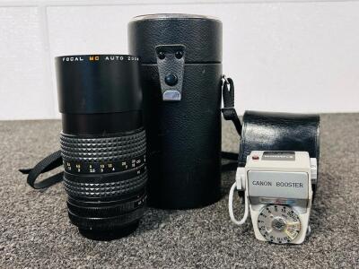 Canon Booster Light Meter and 80-200mm Focal MC Auto Zoom Lens, Serial No. 8136573