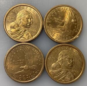 (4) Sacajawea Dollar Coins 2000&rsquo;s