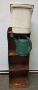 Wooden Book Shelf, Small Coleman Liquid Cooler With Spicket, Plastic Garden Watering Can
