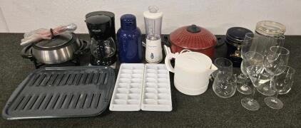 Kitchen in a Box Set Containing Various Cookware, Appliances, & Glassware