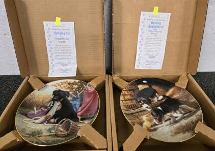 (2) Vintage "Puppy Playtime" Decorative Plates by Jim Lamb