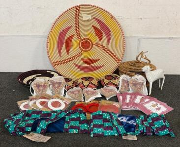 Handmade Decorative Collection: Baskets, Ornaments, Textiles from India & Rwanda