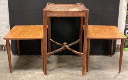 (2) Paired Side Tables And One Single Table
