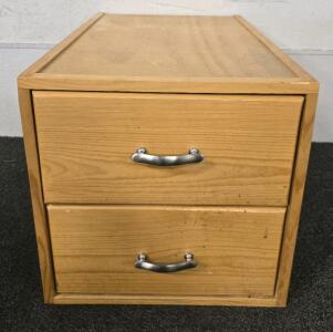 Light Wood Two-Drawer Storage w/ Silver Handles