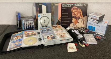 Collection Of DVDS, CDS, XBOX Games, NINTENDO Games, PS4 Games, Vinyls, Headphones, Chargers, Mini Cooper Hard Drives And More