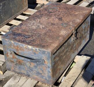 Metal Storage Box - 33"L x 14"H x 18"D & Assorted Tractor Hoses