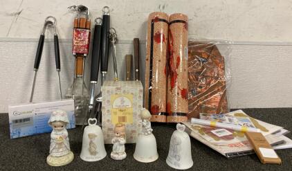 Precious Moments Figures And Bells, Grill Utensils, Halloween Doormats And More