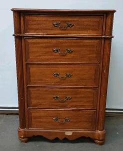 5 Drawer Wood Dresser Length=38" Width=18" Height=55"
