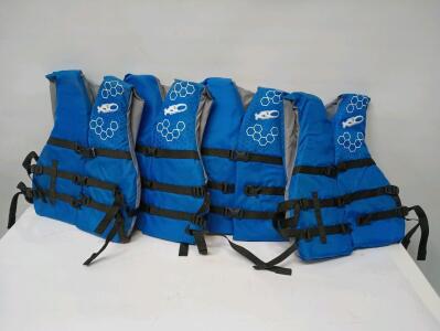 (4) Adult Universal Blue Life Jackets