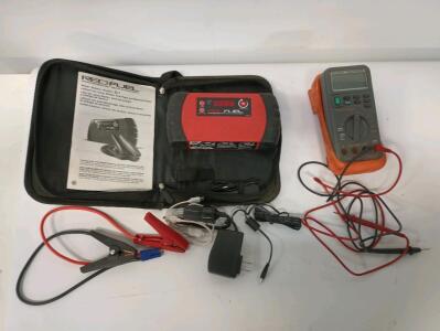 Red Fuel Model SL1 Lithium Ion Jump Starter, Blue Point Model MT586A Multimeter