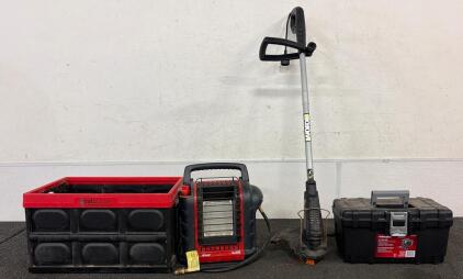 Outdoors Helpers!! Including (1) Husky Tool Box, (1) Mr. Heater Portable Buddy Propane Heater, (1) Insta Crate, And More!!