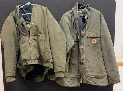 Cabela's and Carhartt 2XL Olive Green Insulated Work Jackets