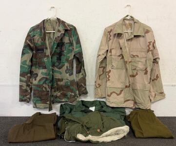 Military Clothing Lot - Jackets, Coveralls, Trousers, Various Sizes & Patterns