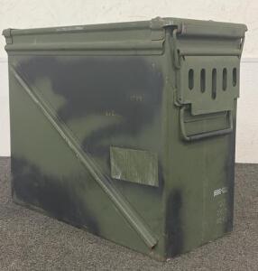 2015 CZE Ammunition Box, Serial J666-032, Green Metal, Removable Lid